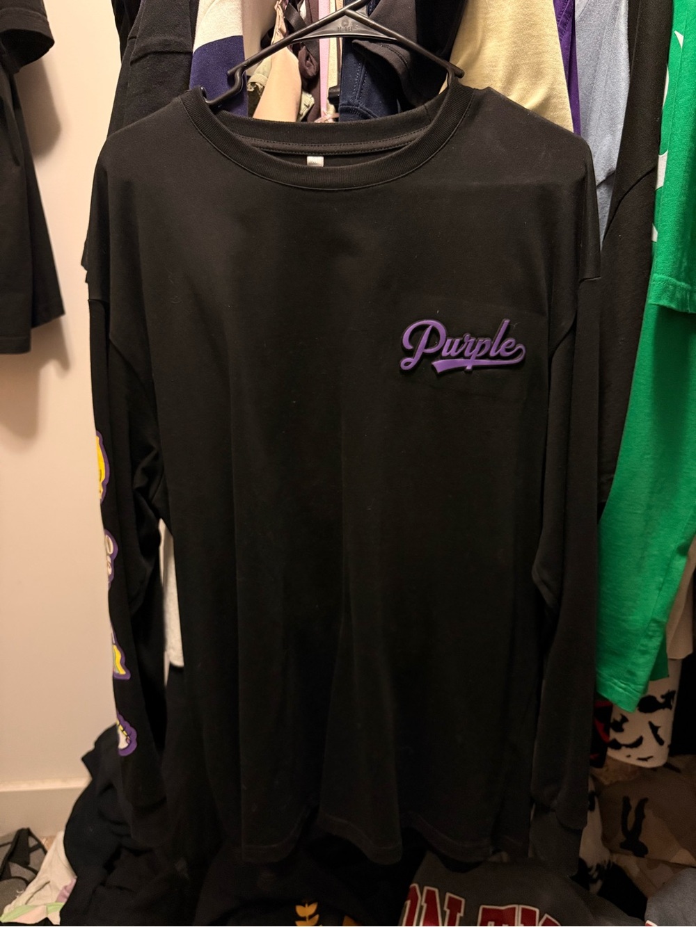 Purple Script Black Long Sleeve Tee